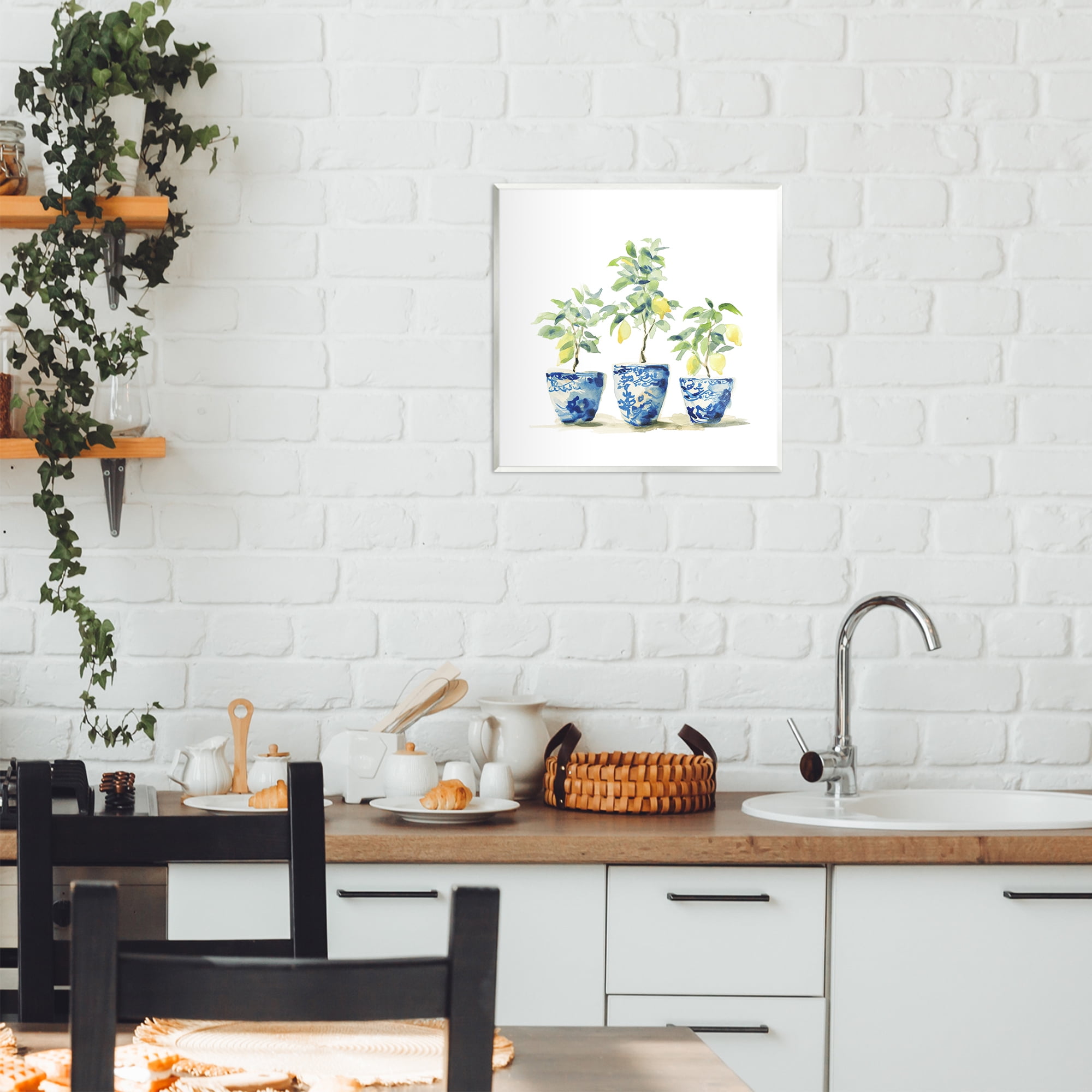 Stupell Industries Lemons In Blue Pots Wall Plaque Art, design by Svetlana Aleynikova