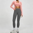 thumbnail image 2 of YHCY 2PC Womens Stretchy Yoga Matching Set Zip Up Long Sleeve Thumbhole Jacket Matching Elastic Waist Tummy Control Leggings Elegant Casual Soft Activewear Athletic Workout Clothes Rose Gold Xl, 2 of 9