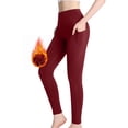 thumbnail image 2 of felwors Leggings with Pockets for Women, High Waisted Buttery Soft Womens Leggings for Gym Yoga Workout (Wine, L), 2 of 4