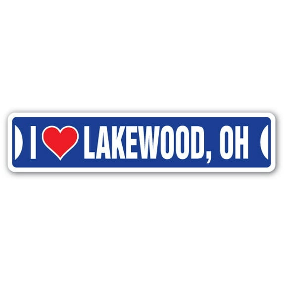 I LOVE LAKEWOOD OHIO Street Sign oh city state us wall road décor gift