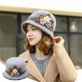 thumbnail image 4 of Double Layer Fleece Lined Knitted Beanie, Ear Protection Thermal Warm Hat, Stretch Soft Crochet Head Wear for Elderly Women Autumn Winter Daily Outdoor Travel Cold Resistant Wear, 4 of 4