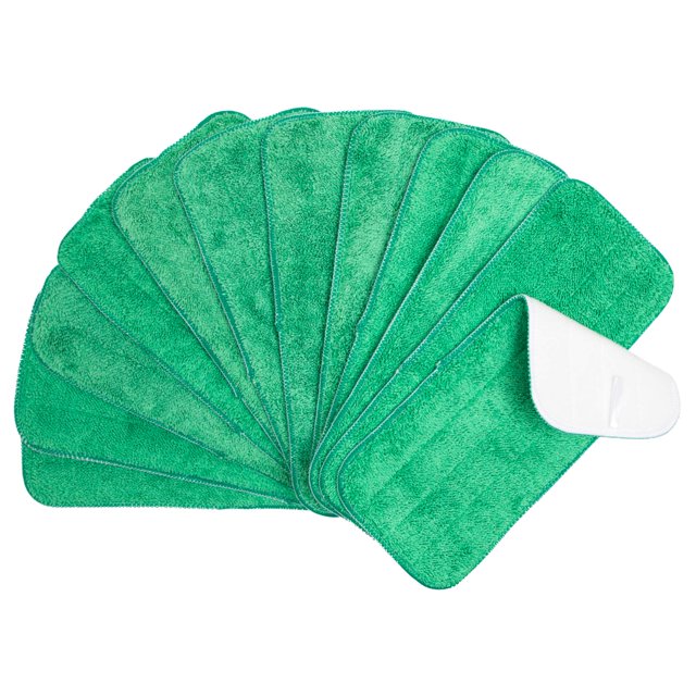 Arkwright Spray Mop Replacement Pads - (Pack of 12) Bulk Microfiber Flat Dry and Wet Refill Mop Pads Floor Cleaning, Compatible with Bona and Rubbermaid, Fits All Mop Heads, 13 in, Green