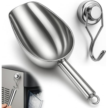 Stainless Steel Ice Scoop for Freezer with Magnetic Hook - Ice Scoop for GE Profile Opal 2.0 Nugget Ice Maker, for Kitchen Ice Bucket Bar Party Accessories