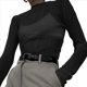 thumbnail image 1 of Tops Transparentes de Larga Plisados para Mujer Negro M, 1 of 7