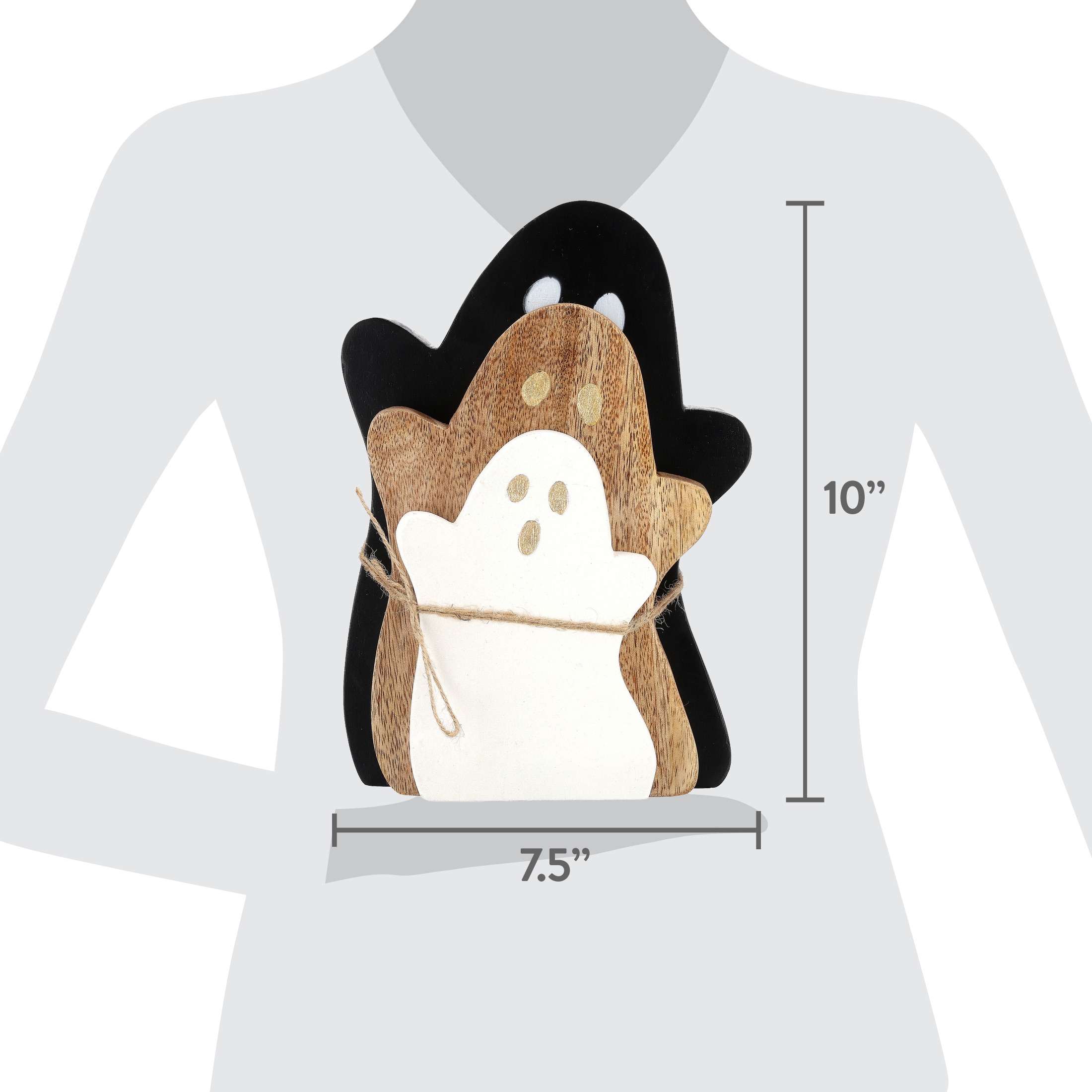 Way To Celebrate Wooden Ghost Decoration Set, 3-Piece photo 8