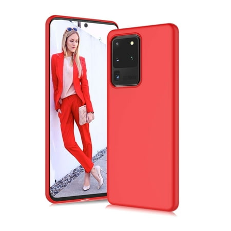 Cell Phone Cases for Samsung Galaxy S20 Plus S20+ 5G 6.7", Njjex Liquid Silicone Gel Rubber Shockproof Case Ultra Thin Fit Galaxy S20+ Case Slim Matte Surface Cover -Red