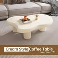 thumbnail image 4 of 41.02" Cloud Shape Coffee Table, Modern Round Edge White Coffee Table with 3 Sturdy Support Legs and 3.14" Thick Tabletop for Living Room, Bedroom, 4 of 9