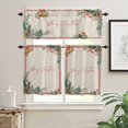 thumbnail image 2 of Merry Christmas Kitchen Curtains and Valances Set, Pine Cone Berry Xmas Bell Leaf Retro Linen Rod Pocket Window Valance Window Curtain Panels for Living Room Bedroom Laundry, 27.5x36in, 3 Pieces, 2 of 7