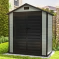 thumbnail image 1 of DEXTRUS Remise Extérieure en Résine 6,2 X 3,4 Pi avec Fenêtre, Évent et Porte Verrouillable, 20,1 Pi2 Rangement de Jardin et Mobilier de Patio Résistants aux Intempéries, Noir et Gris, 1 of 7