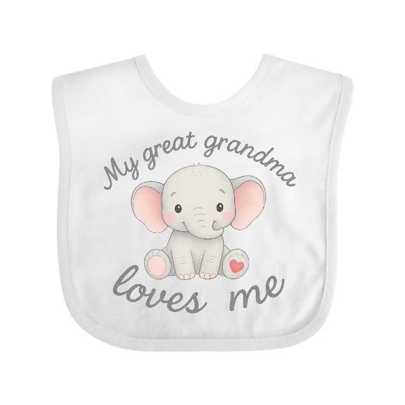 Inktastic Cute Elephant My Great Grandma Loves Me Boys or Girls Baby Bib