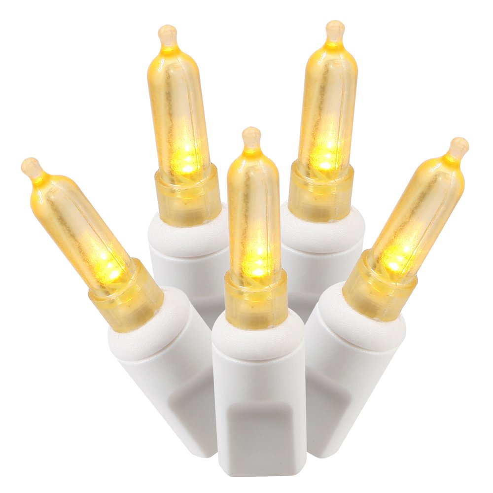 Vickerman 50 Light LED Yellow Lights,White Wire Italian End Connecting