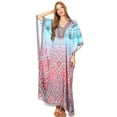 thumbnail image 5 of Sakkas Georgettina Flowy Rhinestone V Neck Long Caftan Dress / Cover Up - 17204-TurquoiseMulti - One Size, 5 of 5