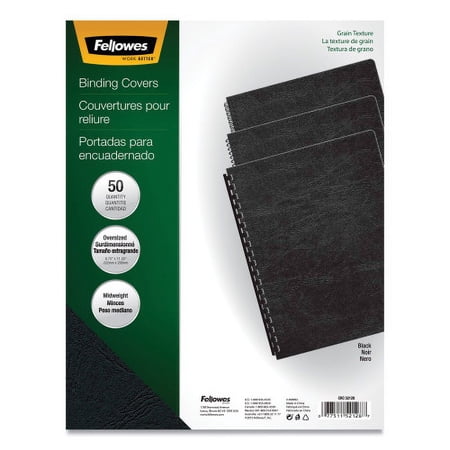 Fellowes Expressions Classic Grain Texture Presentation Covers for Binding Systems, Black, 11.25 x 8.75, Unpunched, 200/Pack, Each