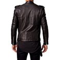 thumbnail image 2 of QAWACH Black Color Pure Lambskin Leather Winter Vintage Motorcycle Biker Moto Riding & Racing Jacket For Men S Size NBMJ-02, 2 of 5
