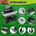 thumbnail image 6 of Rugerasy 4 Burners Stainless Steel BBQ Grill,46,000 BTU Output Propane Grill with Side Burner,Thermometer&Porcelain-Enameled Cast Iron Grates,Outdoor Grill Cart for Garden,Silver, 6 of 7