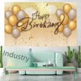 thumbnail image 4 of Birthday Banner 100D Polyester Flag Atmosphere Party Background Hanging Cloth Black Gold Happy Birthday Banner, 4 of 4