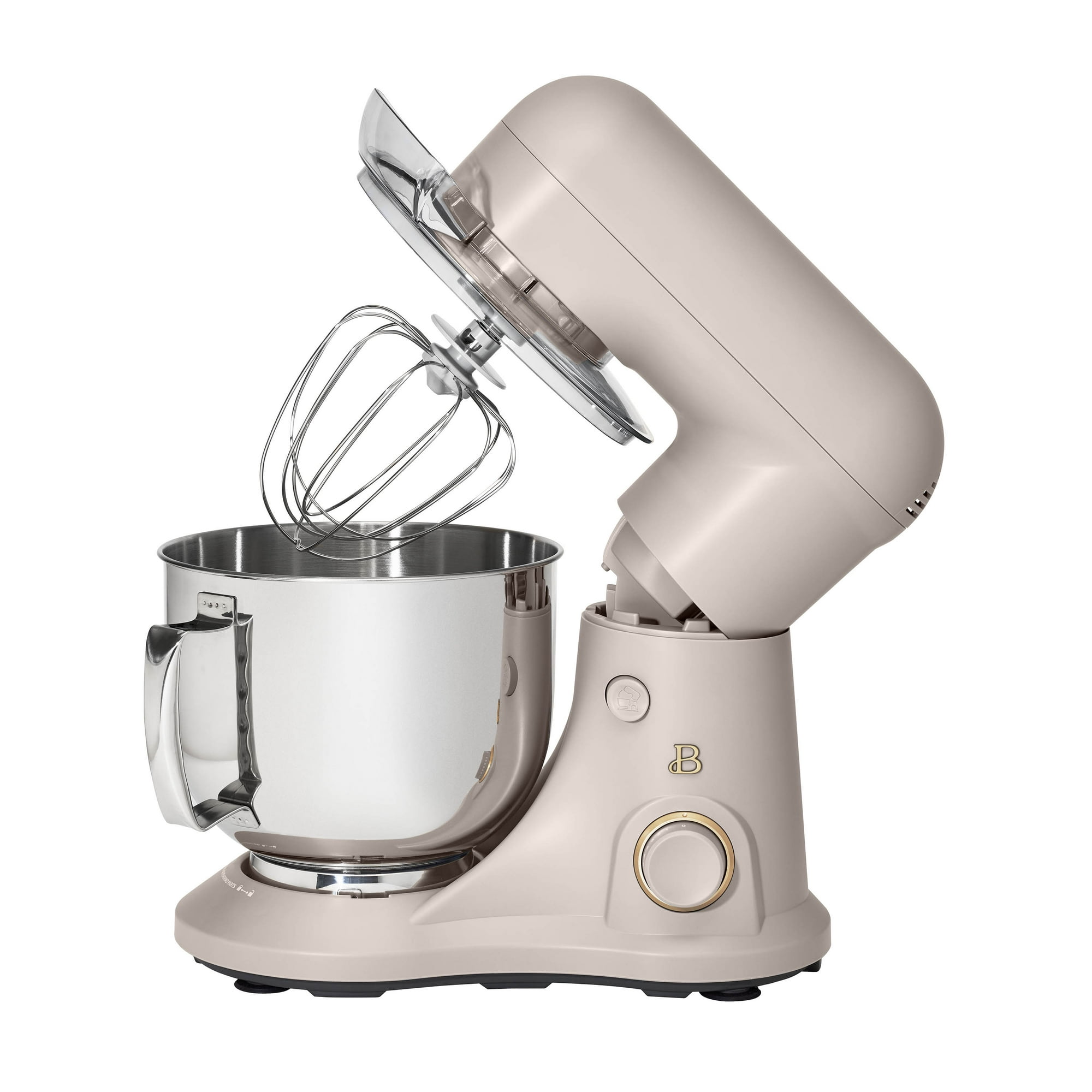 Beautiful 5.3 Qt Stand Mixer, Porcini Taupe with Flat Beater, Dough Hook, Balloon Whisk