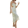thumbnail image 4 of Txlixc Mujer Sexy Ahueca Hacia Fuera Maxi Vestido Spaghetti Straps Lace Up Bodycon Elegante Noche Fiesta Club Wear Midi Vestido Txlixc Casual, 4 of 8