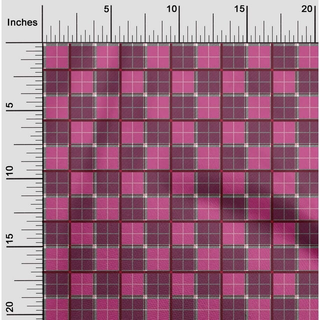 oneOone Viscose Chiffon Fabric Tartan Check Print Fabric By The Yard 42 Inch Wide