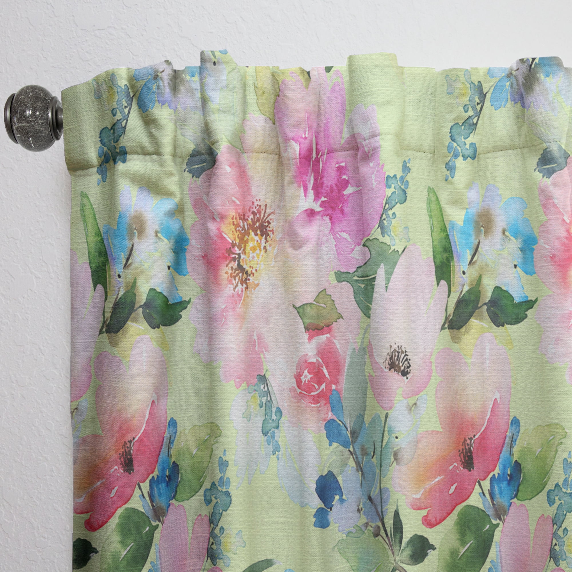 Designart 'Botanical Floral Retro IV' Mid-Century Modern Curtain Panel