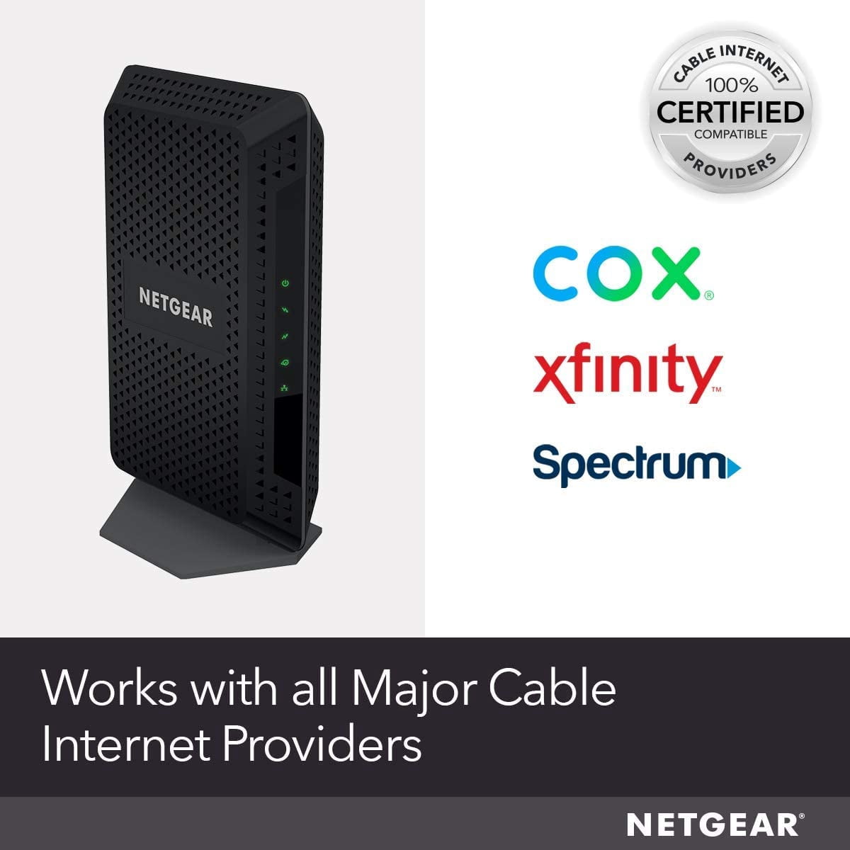 NETGEAR 24x8 Cable Modem, DOCSIS 3.0 | Certified for XFINITY by Comcast, Spectrum, COX & more (CM600-100NAS)