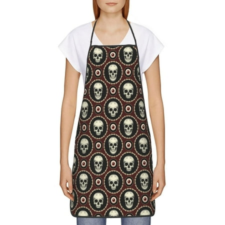 

Goofa Bib Apron Unisex Aprons Adjustable Waterdrop Resistant Cooking Kitchen Apron for Chef Skulls And Red Eyeballs Pattern Apron Bulk