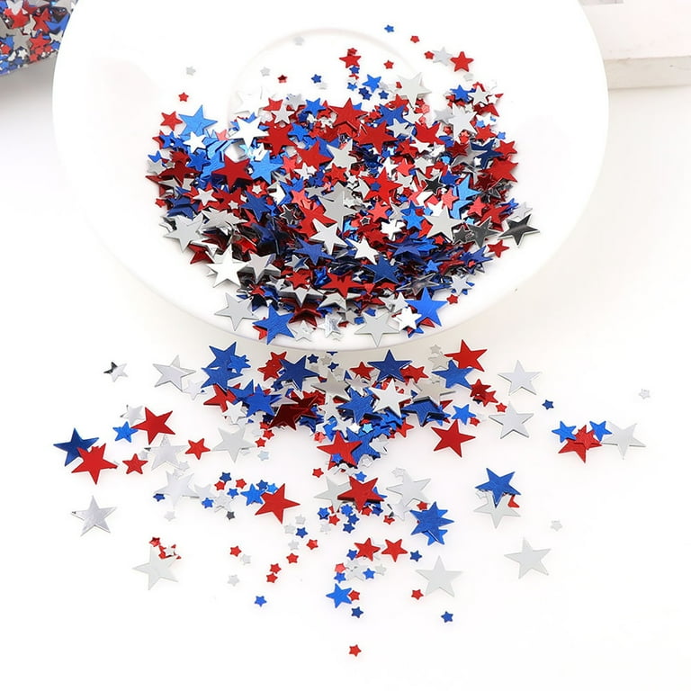 USA Flag Star Confetti – 15 Gram Metallic Glitter Foil Stars In 3 Sizes For Party Decor & Crafts