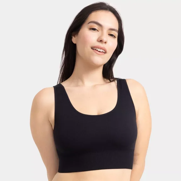 Fruit of the Loom Women's 360° Stretch Seamless Comfort Longline Sports Bra - Black - Large