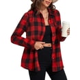 thumbnail image 3 of MOSHU Flannel Shirts for Women Casual Plaid Womens Tops Long Sleeve Button Down Shirts Curved Hem Blouses, 3 of 6