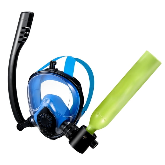 KFFKFF Mini Scuba Tank with Sub-Mask, 0.5L Portable Diving Cylinder for Underwater Breathing, Reusable Lung Tank with Up to 10 Minutes Dive Time, Emergency Air Supply for Snorkeling and Rescue
