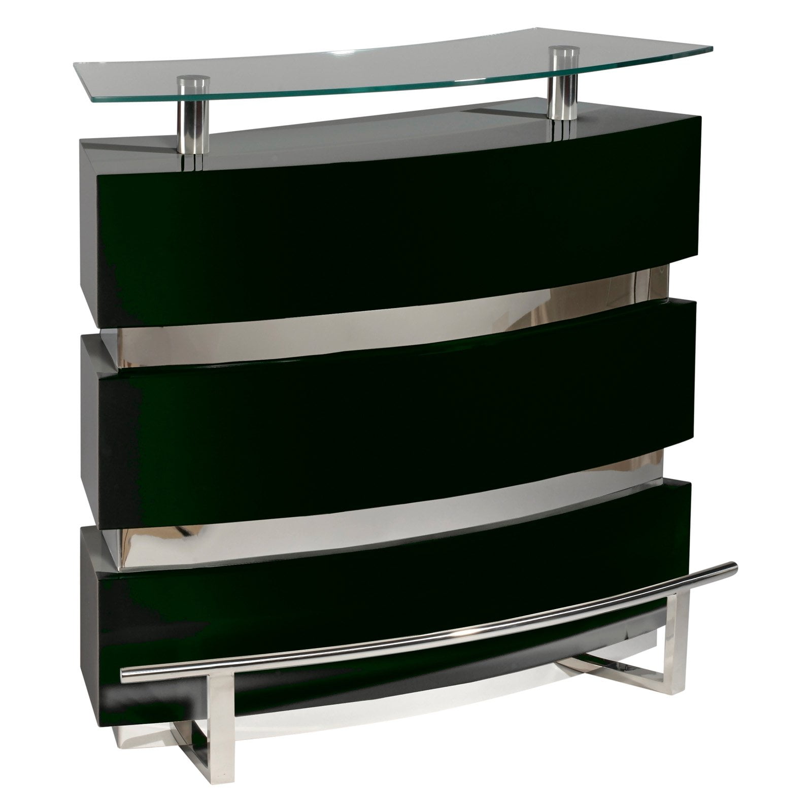 Chintaly Xenia Glass Top Bar Black