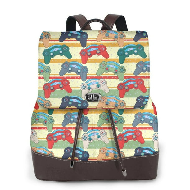 Disketp Retro With Joysticks Mochila de Cuero para Mujer, Bolso de Espalda Antirrobo con Estilo para Viaje, Trabajo y Uso Diario
