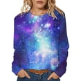 thumbnail image 4 of IWRICH Women's Long Sleeve Crew Neck T Shirts Space Printed Tees Causal Fashion Rave Clothes 03-Purple XXL, 4 of 4