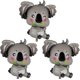 thumbnail image 1 of 3 Pcs Koala Shape Mylar Foil Balloons Critter Woodland Themed Birthday Baby Shower Party Decors Supplies, 1 of 4