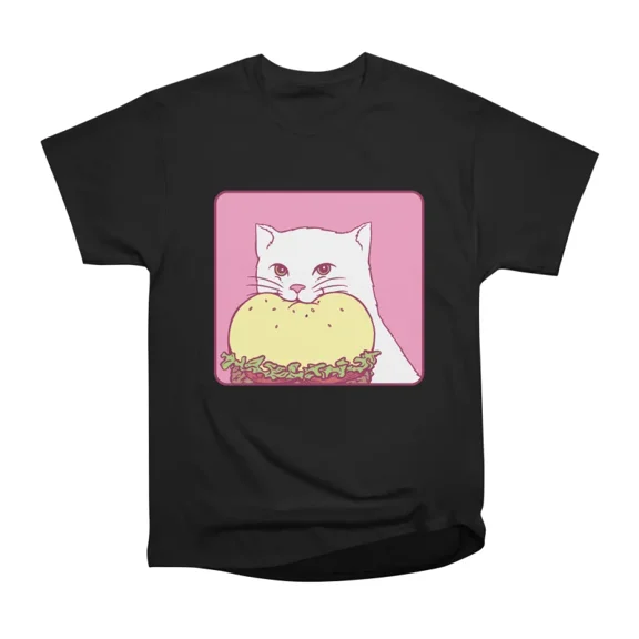 Kitty burger bite T-Shirt Tee Gift For Him Merch For Her Apparel For Friend