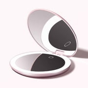 Fancii Taylor LED Lighted Travel Makeup Mirror, Rechargeable, 10x/1x Magnifying & 3 Light Settings - Compact, Portable, Large 5-inch Wide, for Handbag and Purses (Rose Gold)