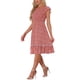 thumbnail image 4 of INSPIRE CHIC Vestidos de Mujer con Mangas Cortas, Vestido Midi de Verano y Primavera con Estampado Floral, Rojo, Talla S, 4 of 6