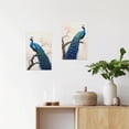 thumbnail image 2 of ZHONGYUTONG Peacock Wall Art 2 Pieces Blue Peacock with Flower Canvas Print Elegant Peacock Pictures Beautiful Birds Painting for Home Decor Frame (24"x36"x2PCS), 2 of 6