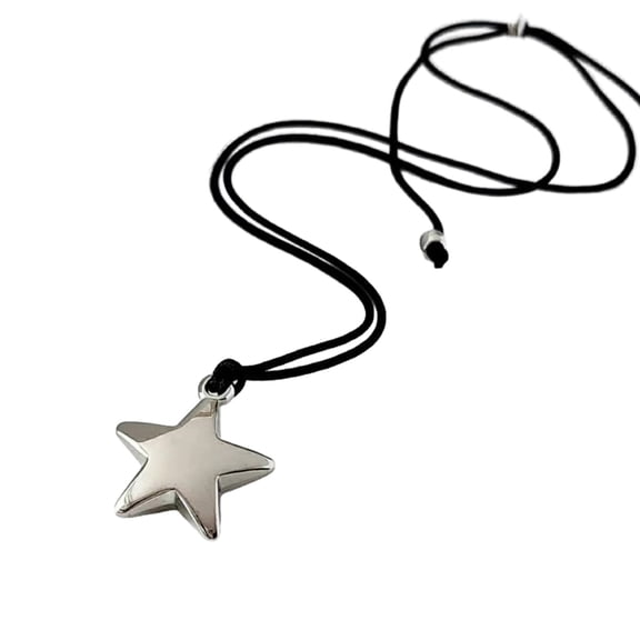 SIEYIO Simple Star Pendant Necklace Fashion Black Rope Collar Necklaces Clavicle Chain Adjustable Choker Necklace Party Jewelry