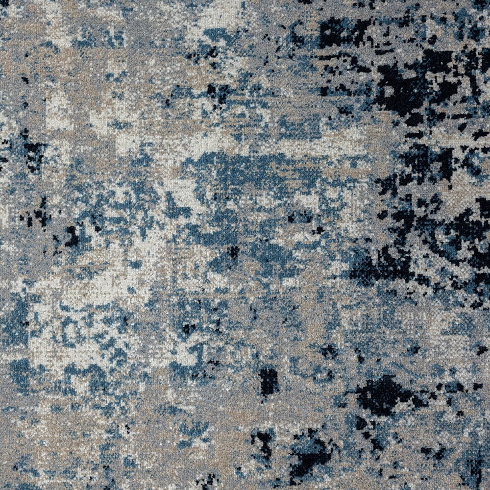 LR Home Han 5' x 7' Blue/Beige Abstract Machine Washable Indoor Area Rug