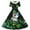 E223-Multicolor, variant on Green Shamrock Print Collared Dress for Girls, Short Sleeve A Line Party Gown with Detachable Belt, St Patricks Day Celebration Outfit, Size 5-14 Years
