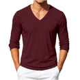 thumbnail image 2 of Men's T-Shirts Solid Color V-Neck Mesh Long Sleeve Pullover Casual Daily Wear Breathable Lightweight Top Blouse For Outdoor Sports Home Activity, 2 of 9