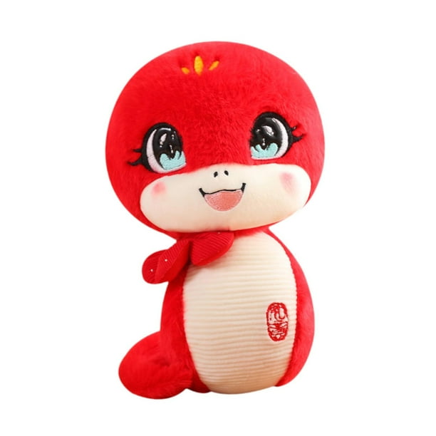 Peluche de serpiente de 12,99 pulgadas para sala de estar, juguete de serpiente de Año Nuevo chino Rojo