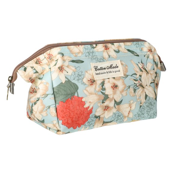 1 Pc Women Printed Travel Makeup Bag for Business Travel Vacation Gym Green Nylon