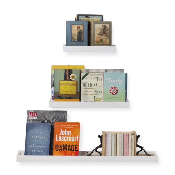 Wallniture Philly Varying Sizes Wooden Wall Shelves Floating Picture Ledge White Set Of 3 Shelves Walmart Com Walmart Com