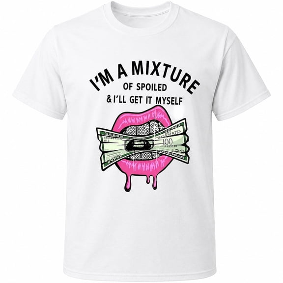 Women’s Statement Graphic T-Shirt, Lips Money Print Cotton Tee