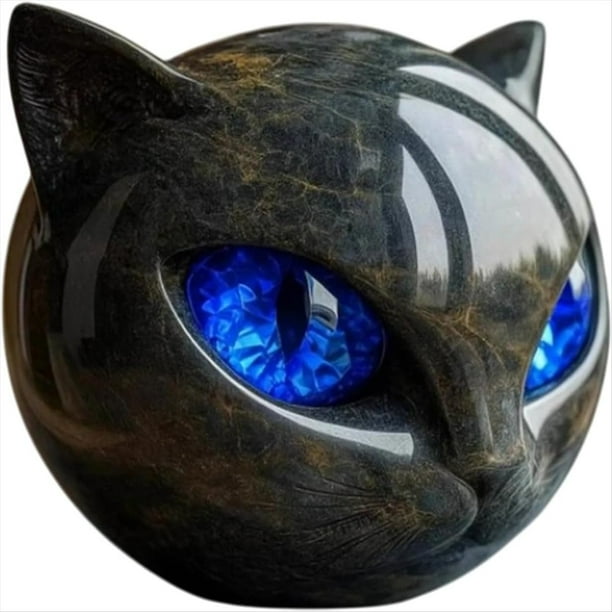 Estatua de de Lujo Negra, Decoración para el Hogar y Regalos, Decoración de Gatito Tallada A Mano, Lindos Regalos Perfectos para Amantes de los Gatos Azules.