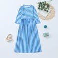 thumbnail image 4 of WOYY Big Girl's Striped Shirt Dress Long Sleeved Round Neck Casual Maxi Dress, 4 of 5