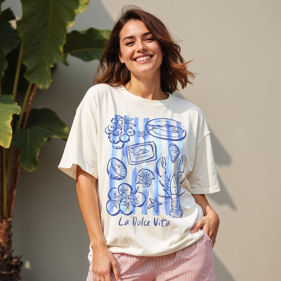 La Dolce Vita T-Shirt: Coastal Seafood Graphic Tee, Unisex Cotton T-Shirt, Sizes S-3XL