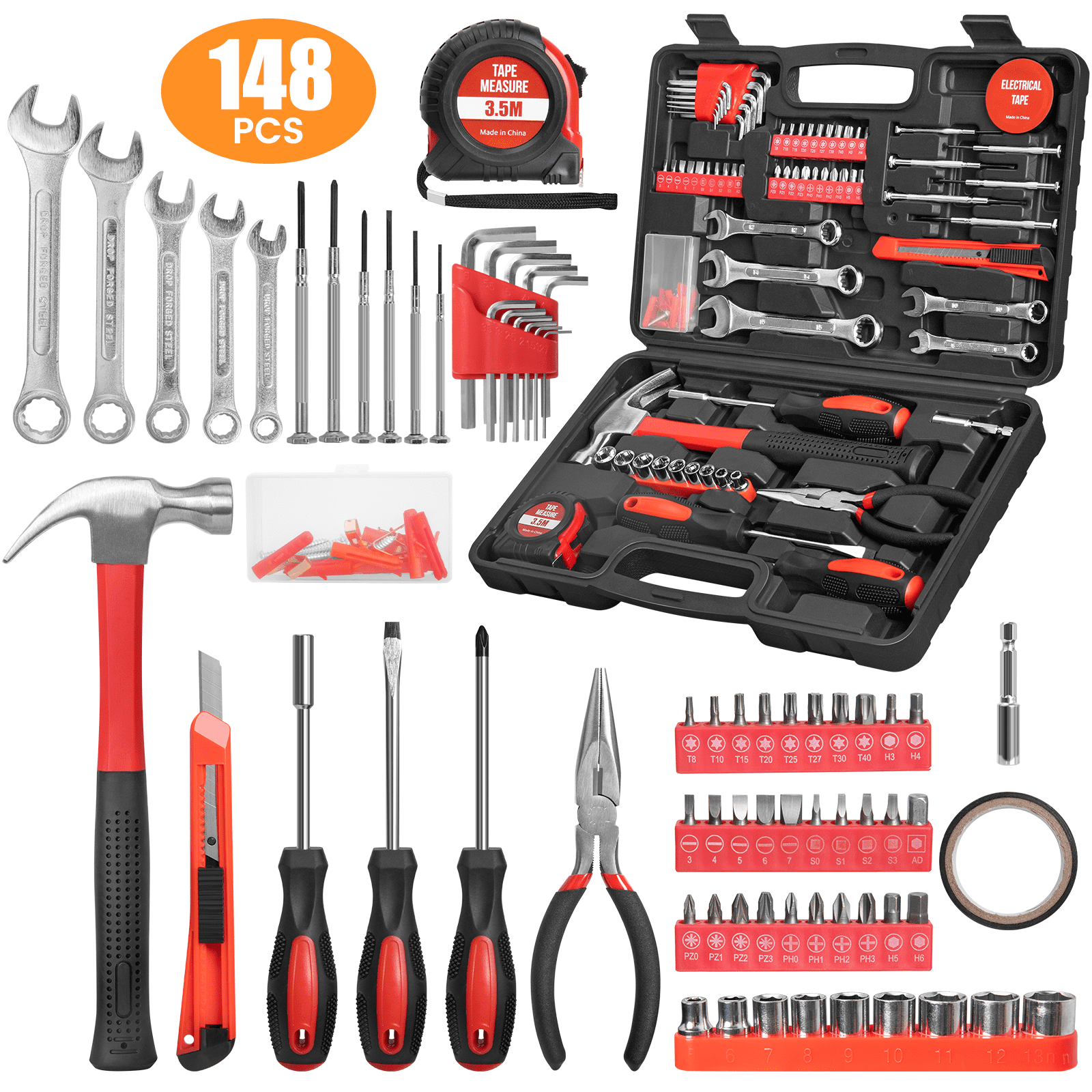 Cshidworld 148 Piece Household Tool Set with Toolbox photo 1